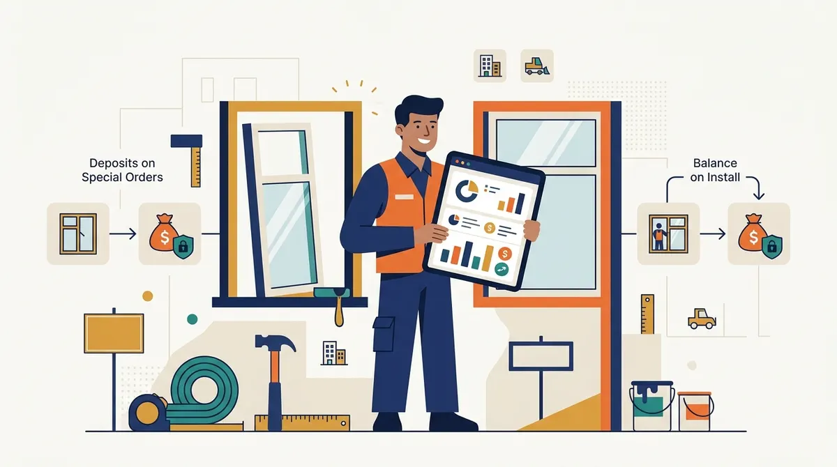 Window Contractor Invoicing Software: Deposits on Special Orders, Balance on Install